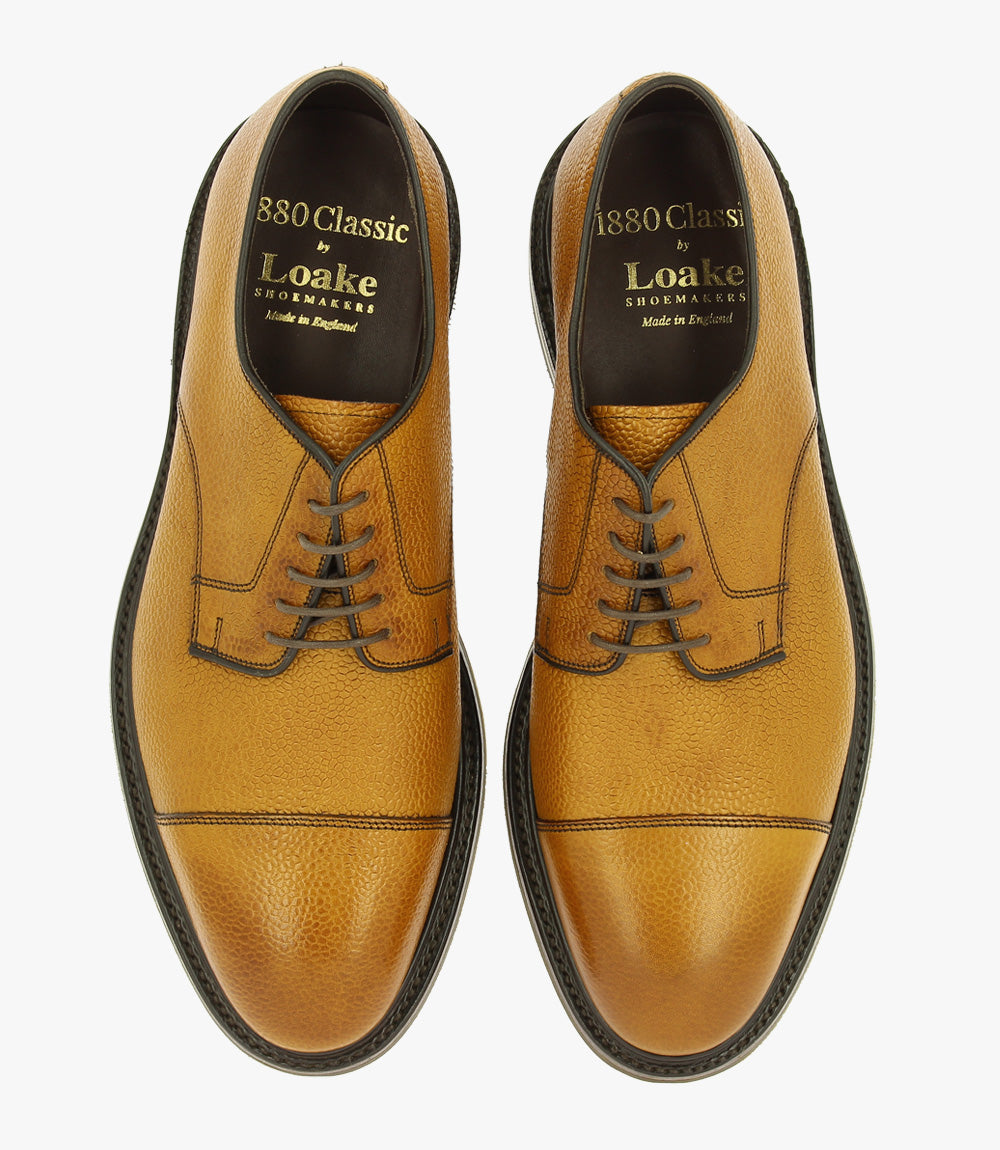 LOAKE AMPLEFORTH CHESTNUT DERBY TOE CAP RUBBER SOLE F-MEDIUM