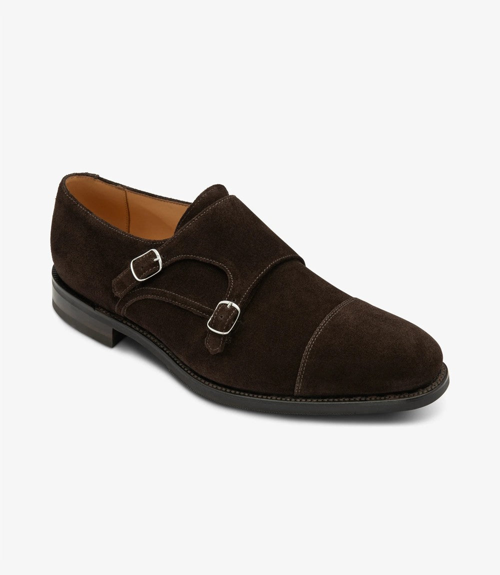 LOAKE CANNON DARK BROWN SUEDE DOUBLE MONK RUBBER SOLE F-MEDIUM