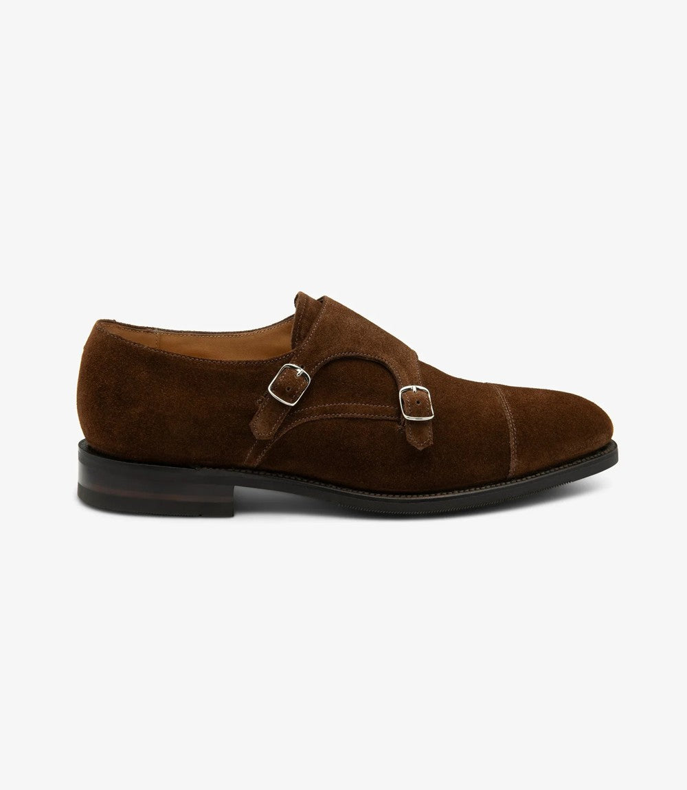 LOAKE CANNON BROWN SUEDE DOUBLE MONK RUBBER SOLE F-MEDIUM