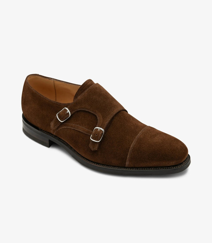 LOAKE CANNON BROWN SUEDE DOUBLE MONK RUBBER SOLE F-MEDIUM