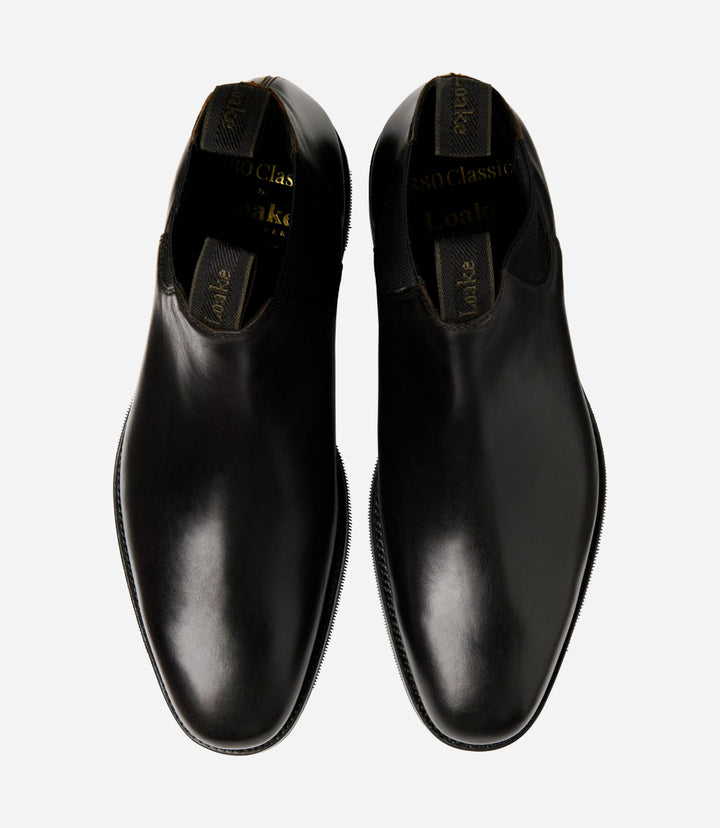 LOAKE EMSWORTH BLACK CHELSEA RUBBER SOLE F-MEDIUM