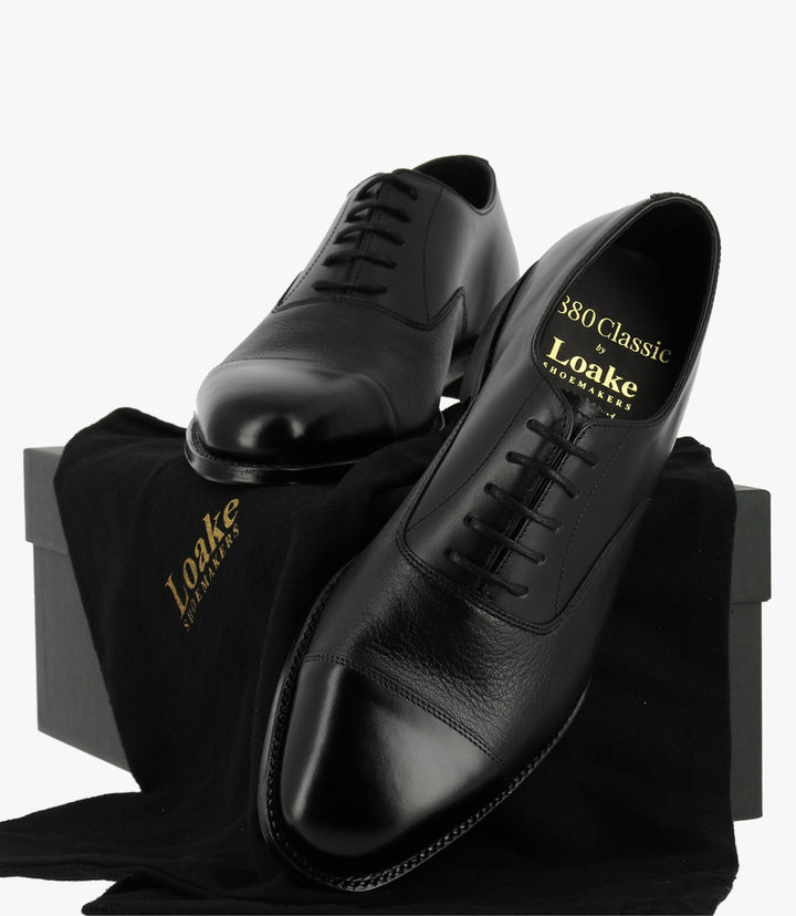 LOAKE FULLERTON BLACK OXFORD TOE CAP LEATHER SOLE G-WIDE