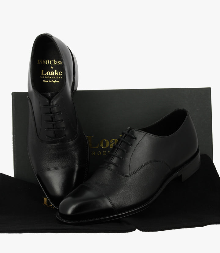 LOAKE FULLERTON BLACK OXFORD TOE CAP LEATHER SOLE G-WIDE