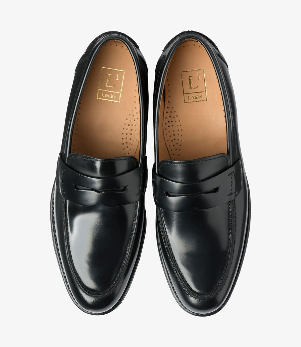 LOAKE 356-DIS BLACK-DIS LOAFER SLIP ON RUBBER SOLE F-MEDIUM