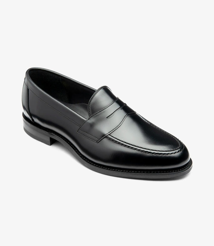 LOAKE IMPERIAL BLACK LOAFER SLIP ON RUBBER SOLE G-WIDE