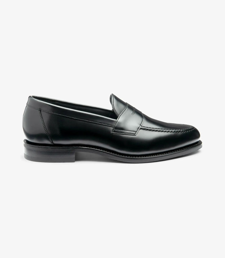 LOAKE IMPERIAL BLACK LOAFER SLIP ON RUBBER SOLE G-WIDE