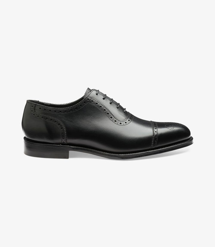 LOAKE STRAND-DIS BLACK OXFORD SEMI BROGUE TOE CAP LEATHER SOLE F-MEDIUM