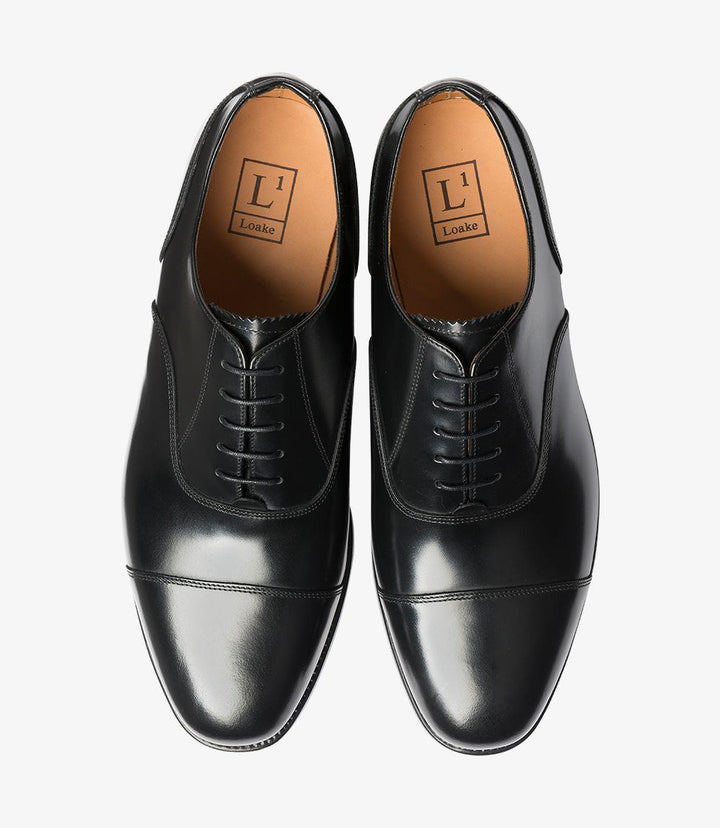 LOAKE 200 BLACK OXFORD TOE CAP LEATHER SOLE G-WIDE