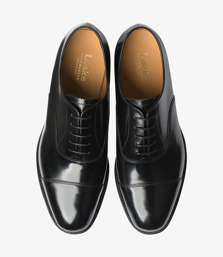 LOAKE 747 BLACK TOE-CAP OXFORD SHOES