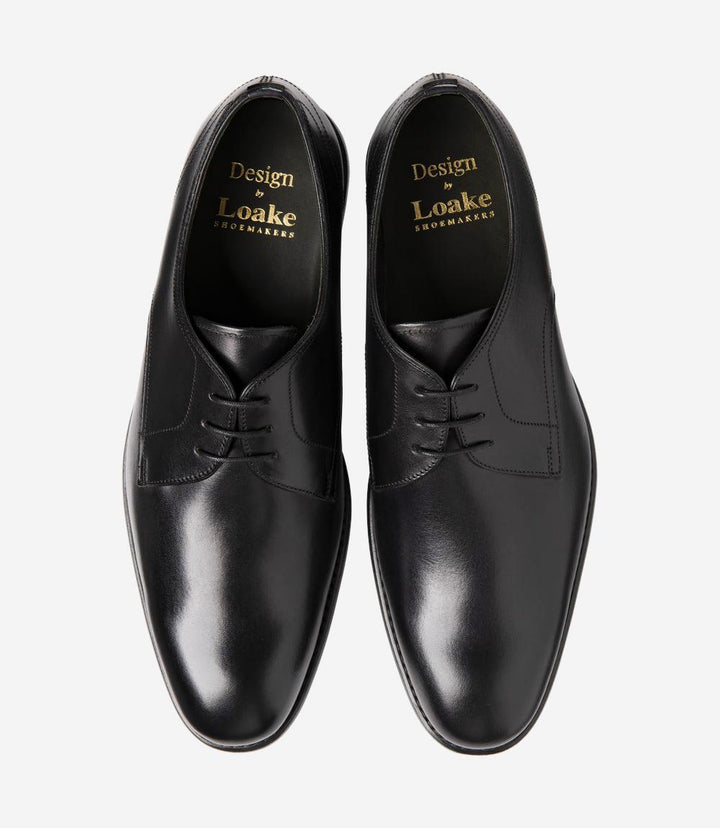 LOAKE ATHERTON BLACK DERBY LEATHER/RUBBER SOLE F-MEDIUM