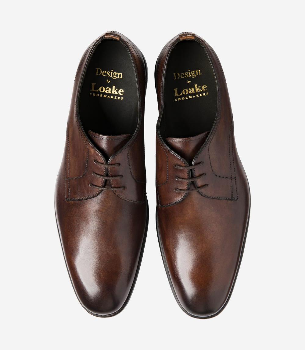 LOAKE ATHERTON DARK BROWN DERBY LEATHER/RUBBER SOLE F-MEDIUM