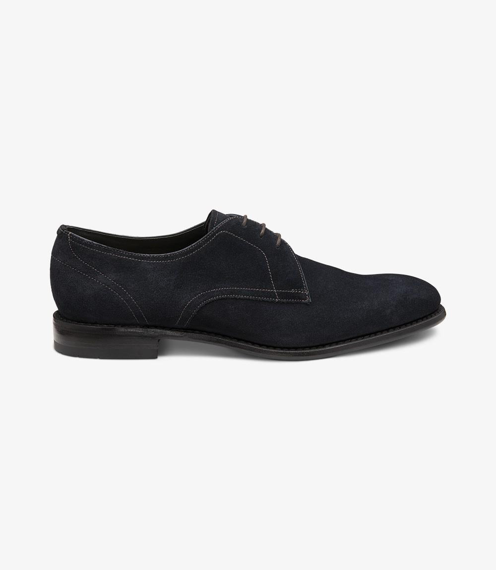 LOAKE ATHERTON NAVY SUEDE DERBY LEATHER/RUBBER SOLE F-MEDIUM