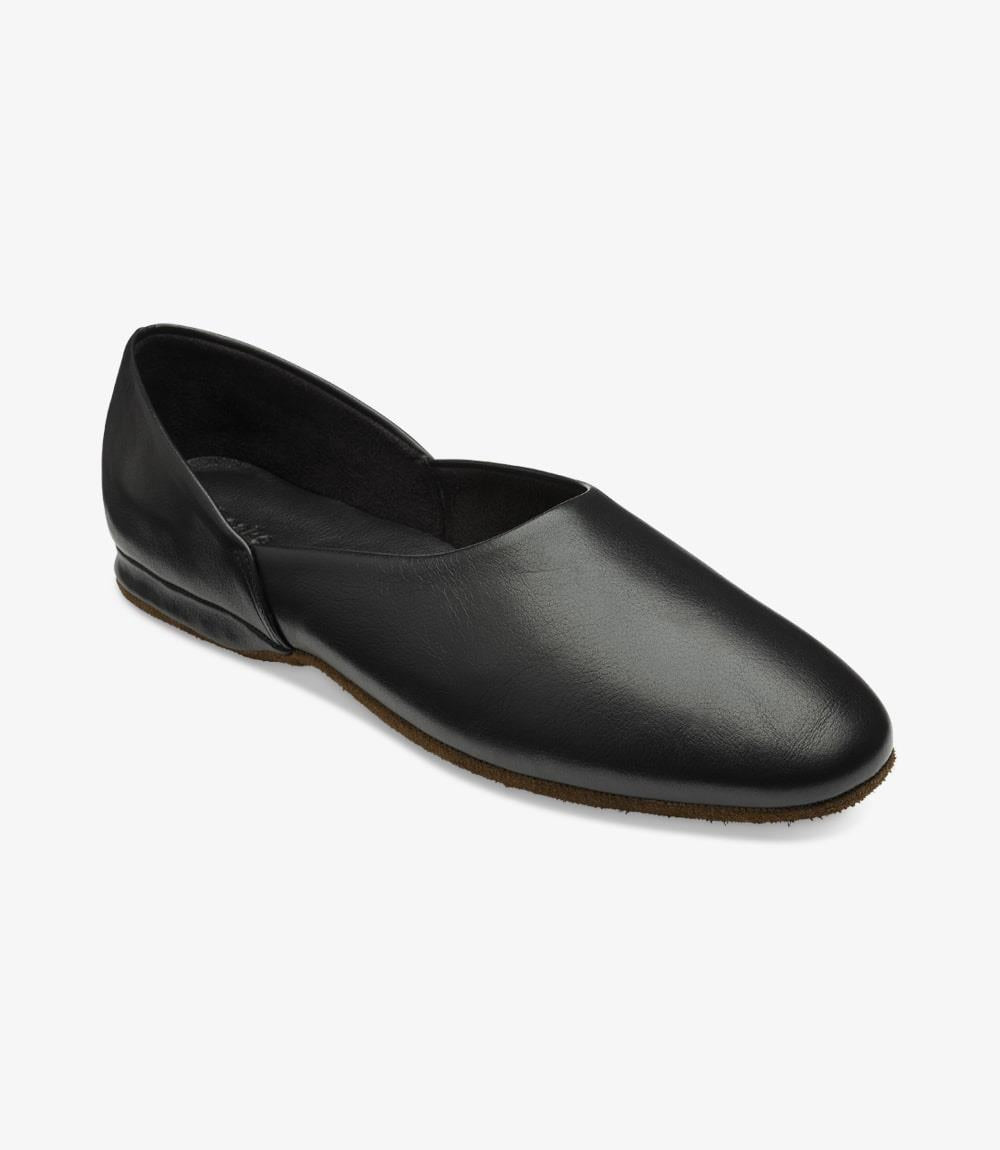 LOAKE CANNING BLACK LEATHER SLIPPERS F-MEDIUM