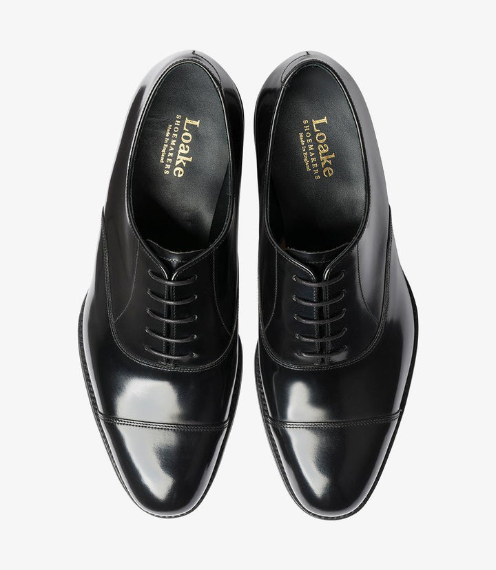 LOAKE ELGIN BLACK TOE-CAP OXFORD