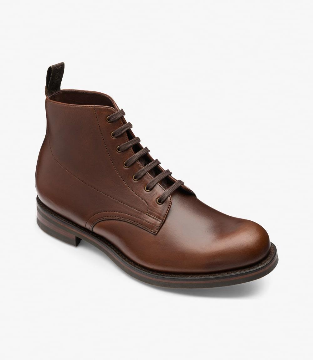 LOAKE HEBDEN-DIS BROWN DERBY BOOT RUBBER SOLE G-WIDE