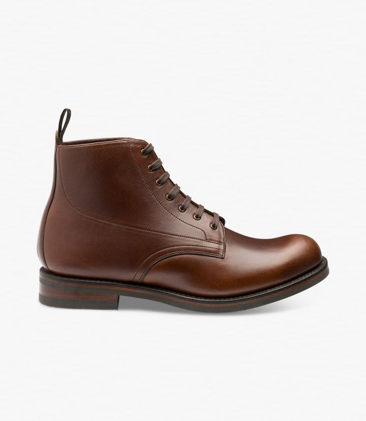 LOAKE HEBDEN-DIS BROWN DERBY BOOT RUBBER SOLE G-WIDE