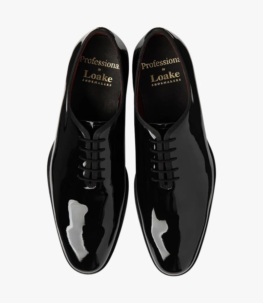 LOAKE REGAL BLACK LEATHER OXFORD LEATHER SOLE F-MEDIUM