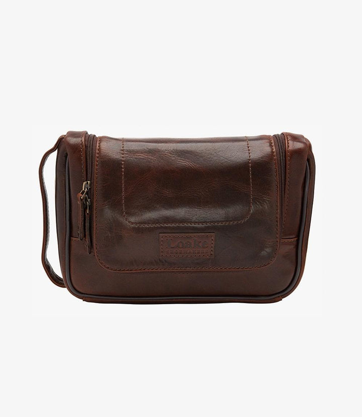 LOAKE SEVERN BROWN LEATHER WASH-BAG