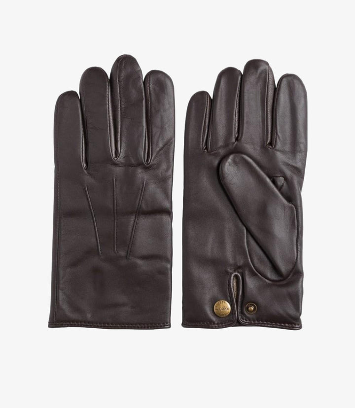 LOAKE SHACKLETON DARK BROWN LEATHER GLOVES