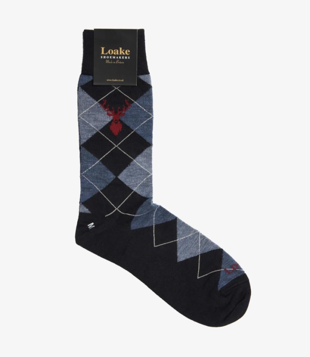 LOAKE ARGYLE SOCKS NAVY